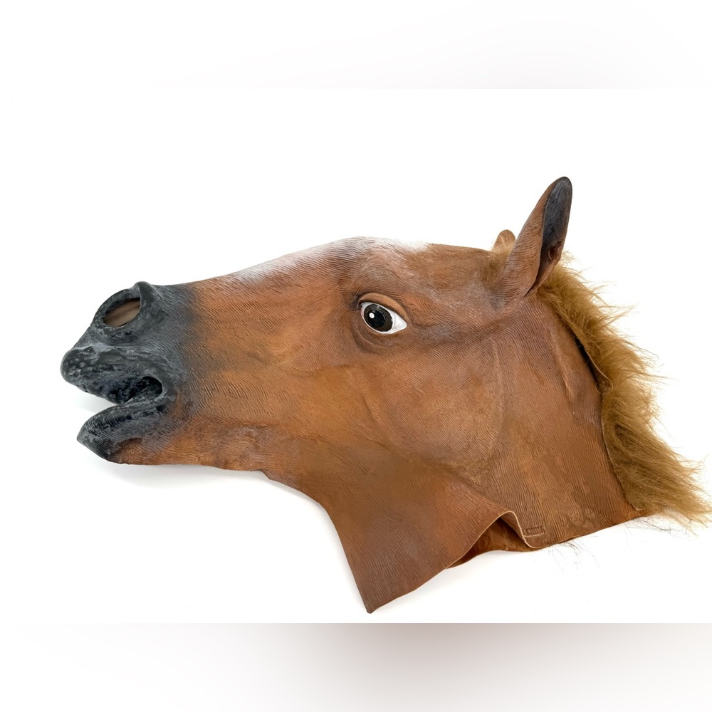 Realistic Brown Horse Costume Head Mask